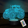 Attivolife Tractor 3D Illusion Night Lamp, 16 Color Changing Dimmable Hologram Lighting, Timer Toy USB Charge Table Desk Bedroom Decoration Creative Gift for Kid Boy with Remote Control