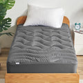SLEEP ZONE Twin XL Cooling Mattress Topper for College Dorm, Premium Zoned Cool Mattress Pad Cover, Padded Mattress Protector Breathable Washable, Deep Pocket 8-21" (Grey, Twin XL)