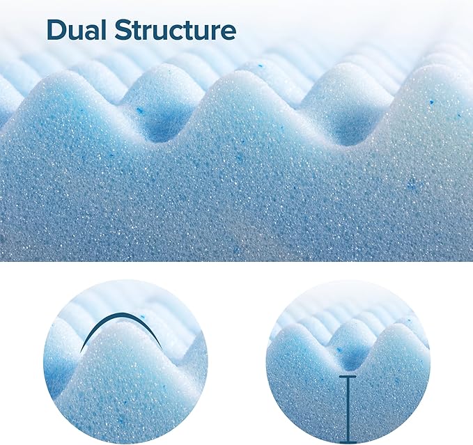 ZINUS 4 Inch Swirl Gel Cooling Memory Foam Mattress Topper, Smaller, More Convenient WonderBox Packaging, Cooling, Airflow Design, CertiPUR-US Certified, Queen