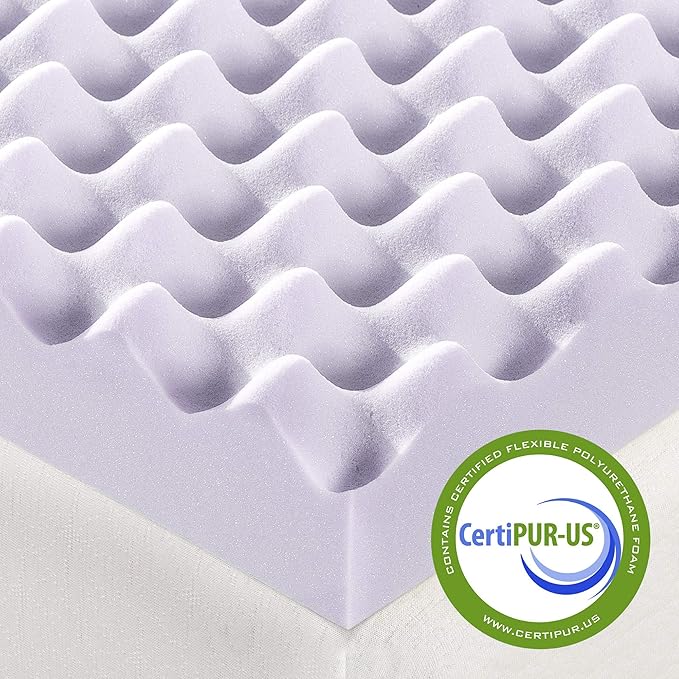 Best Price Mattress 3 Inch Egg Crate Memory Foam Mattress Topper with Soothing Lavender Infusion, CertiPUR-US Certified, Dorm Essentials, Twin