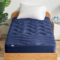 SLEEP ZONE Twin XL Cooling Mattress Topper for College Dorm, Premium Zoned Cool Mattress Pad Cover, Padded Mattress Protector Breathable Washable, Deep Pocket 8-21" (Navy, Twin XL)