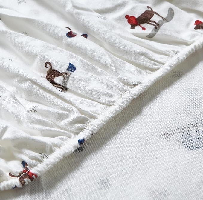 Eddie Bauer - Flannel Sheets Queen Size, Anti-Pilling & Wrinkle Resistant Cotton, Touchably Soft for All-Season Comfort - Bed Sheets with Matching Pillowcases & Fitted Sheet (Ski Patrol White)
