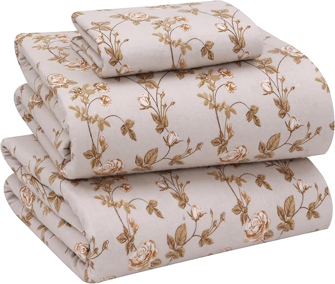RUVANTI Flannel Sheets Twin Size - 100% Cotton Double Brushed Twin Sheets Set, Deep Pockets 16 Inches, All Seasons Breathable & Extra Soft Bed Sheets, Warm & Cozy, 3 Piece, Dazzale
