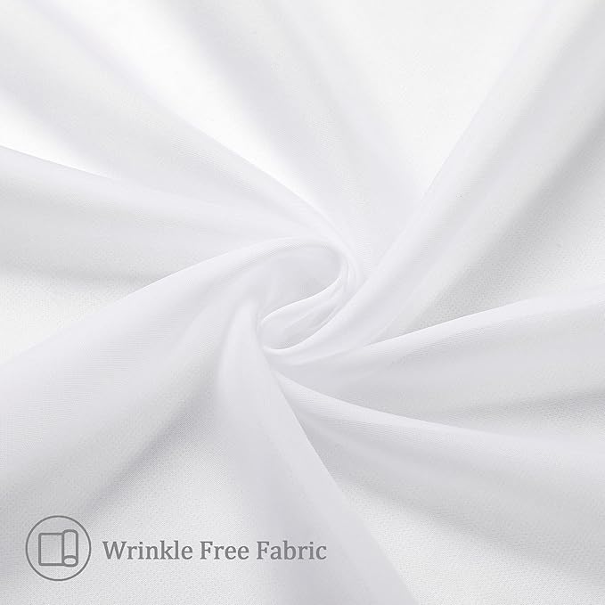 Aiyufeng 2 Piece White Sheer Curtains 63 Inch Length, Light Filtering Kitchen Curtain for Small Window, Voile Top Dual Rod Pocket, 2 x 40 W x 63" L