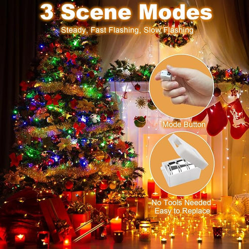 20 Pack Fairy Lights Battery Operated - 3 Speed Modes, 7Ft 20 LED String Twinkle Lights, Waterproof Copper Wire, Mini Firefly Light for Mason Jars Vases Christmas Decor, Multi-Colored