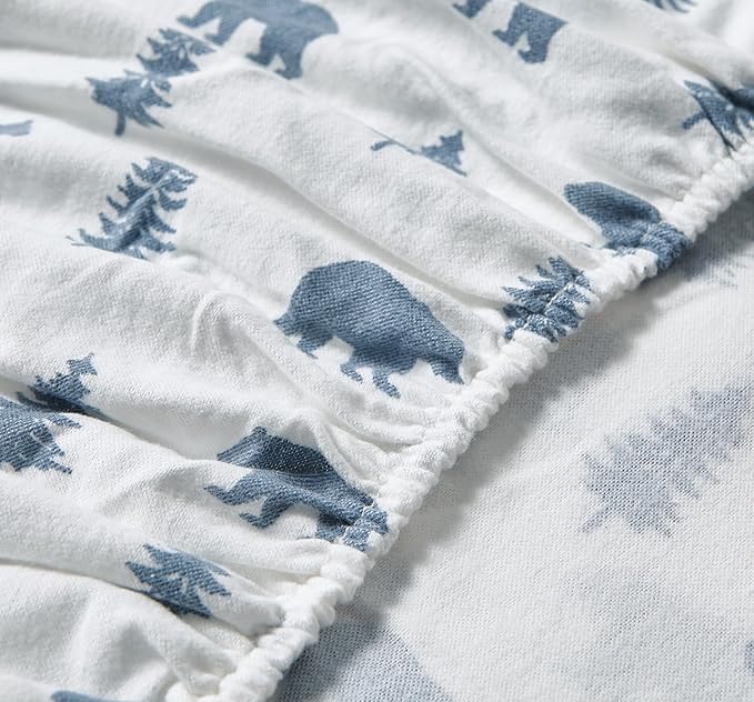 Eddie Bauer - Queen Sheets, Cotton Flannel Bedding Set, Brushed For Extra Softness, Cozy Home Decor (Bears & Trees, Queen)