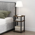 Furinno Just 3-Tier Turn-N-Tube Open Storage Nightstand, 1-Pack, Plastic Poles, Columbia Walnut/Black