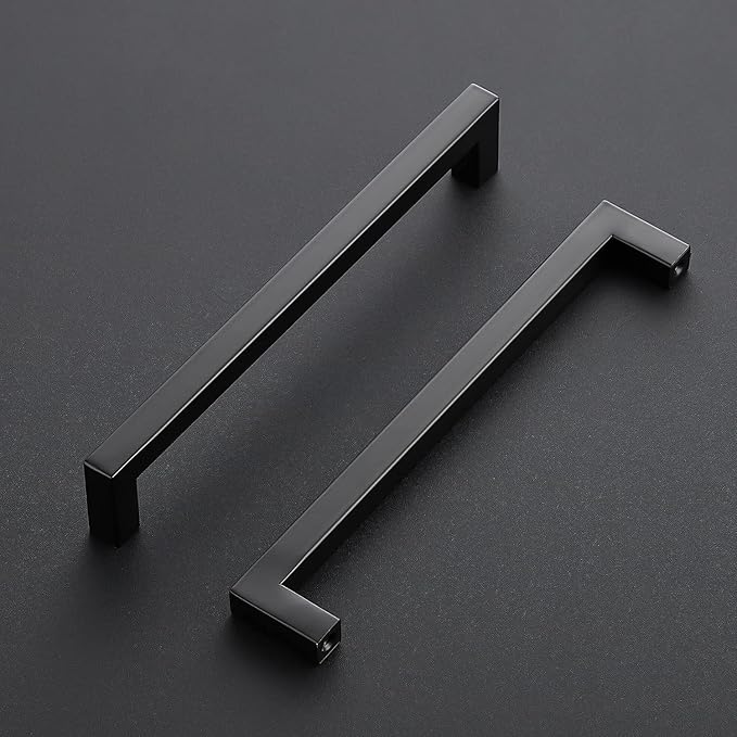 Ravinte 25 Pack Square Cabinet Pulls 7-1/2 Inch Black Kitchen Cabinet Handles Matte Black Kitchen Hardware for Drawer Pulls Drawer Handles Come with Screwdriver