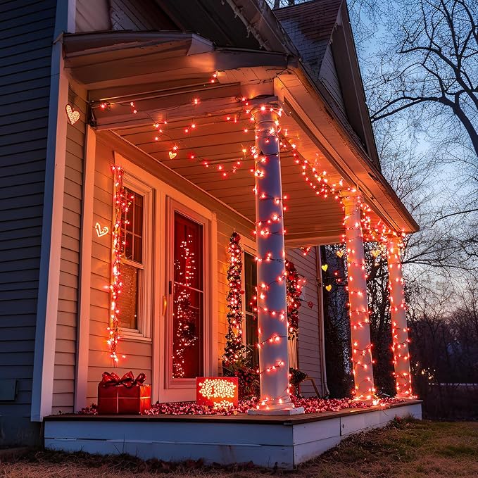 JMEXSUSS 250 LED Red Christmas Lights Indoor Outdoor Waterproof with 8 Modes, 91.5ft Expandable Red String Lights for Bedroom Tree Patio Garden Party Holiday Decorations