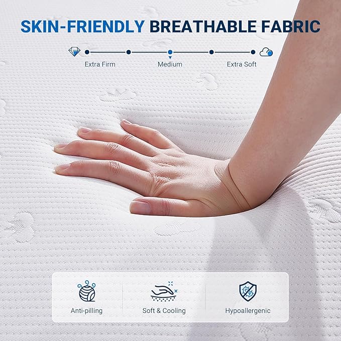 Avenco King Mattress, 12 Inch King Size Mattress in a Box with Bamboo Charcoal Memory Foam for Cooling Sleep & Pain Relief, Medium Soft King Bed Mattresses, CertiPUR-US Certified