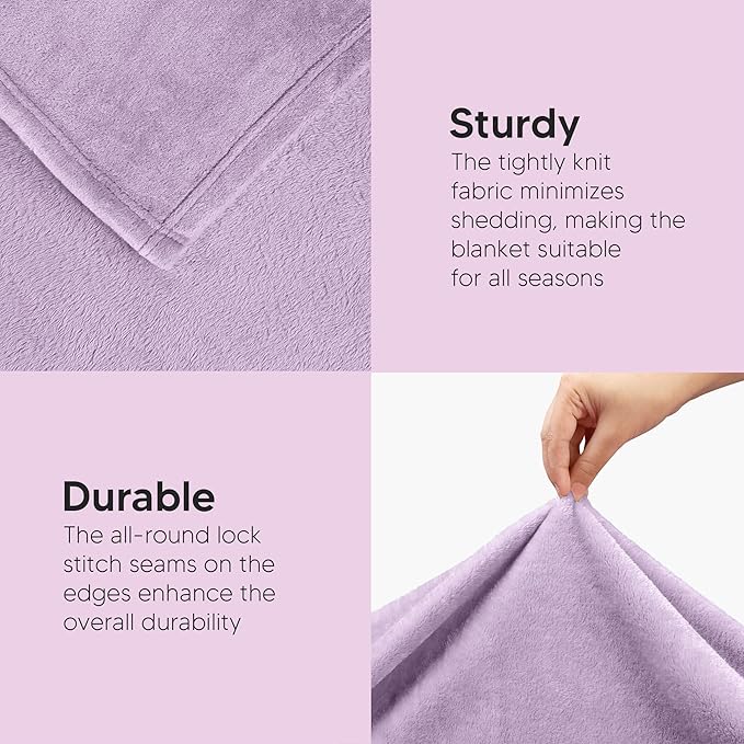 Utopia Bedding Fleece Blanket Twin Size Lilac 300GSM Luxury Anti-Static Fuzzy Soft Microfiber Bed Blanket (60x80 Inch)