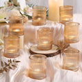 8pcs Ribbed Gold Votive Candle Holders, Tea Light Candle Holder Glass for Wedding Table Decor, Gold Candle Holders for Table Centerpiece, Brithday and Holiday Decorations