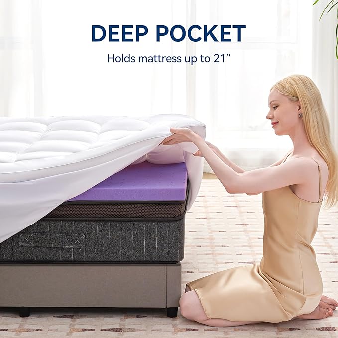 BDEUS Dual Layer 5 Inch Memory Foam Mattress Topper Twin Size, 2 Inch Gel Memory Foam Plus 3 Inch 1450 GSM Down Alternative Quilted Pillow Top Mattress Pad Cover,White