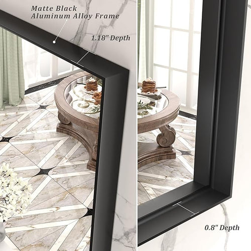 20x28 Inch Black Metal Framed Bathroom Mirror, Black Rectangular Mirror, Matte Black Mirror, Square Corner, Anti-Rust (Horizontal/Vertical)