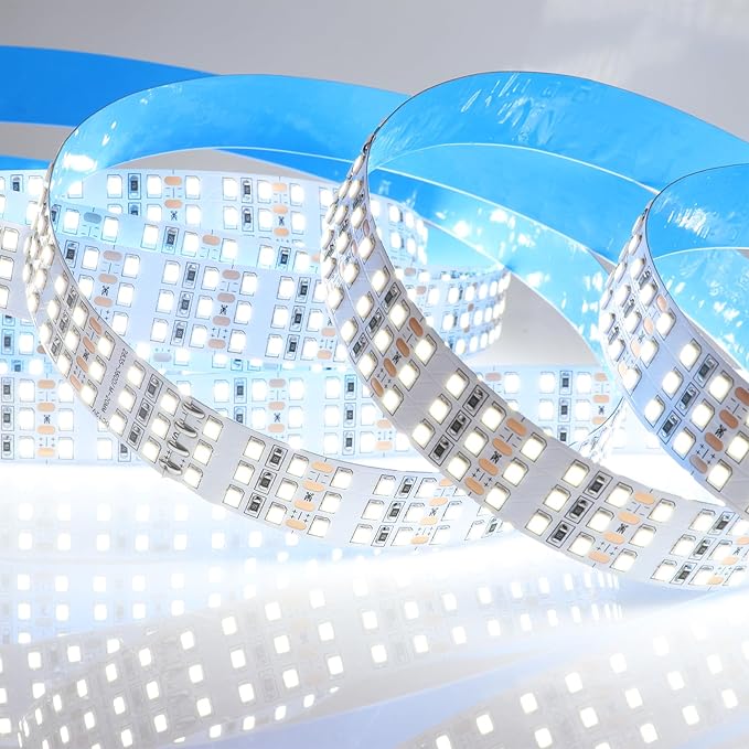 16.4ft SMD 2835 White LED Strip Lights 12V 1800 LEDs Triple Row Daylight White 6000K Dimmable LED Flexible LED Tape Lights for Home Decor(Non-Waterproof IP20)