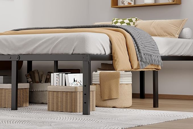 Metal Bed Frame King Size - 18 Inch Heavy-Duty King Platform Bed Frame No Box Spring Needed, Easy Assembly, Noise-Free, Sturdy Mattress Foundation, Underbed Storage Space