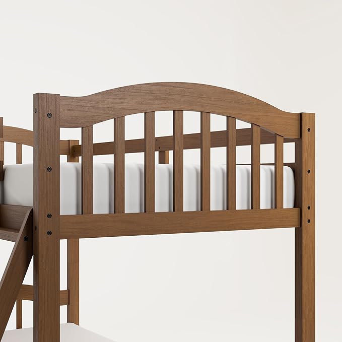 Storkcraft Long Horn Twin-Over-Twin Bunk Bed (Hazelnut)- GREENGUARD Gold Certified, Converts to 2 Individual Twin Beds
