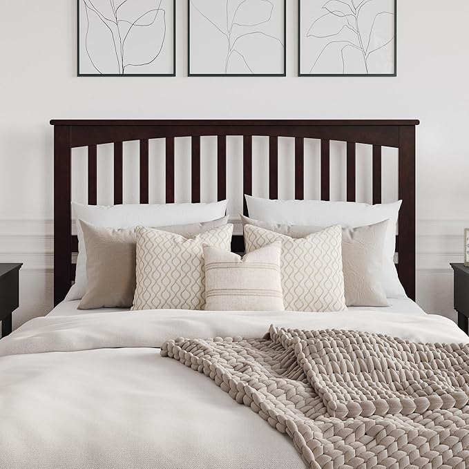 AFI, Mission Queen Solid Wood Headboard with Attachable Charger, Espresso