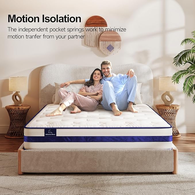 Vesgantti Queen Mattress,12 Inch Hybrid Innerspring Mattress in a Box with Memory Foam,Back Support & Pressure Relief,Medium Firm Feel for Adults (Queen Size)