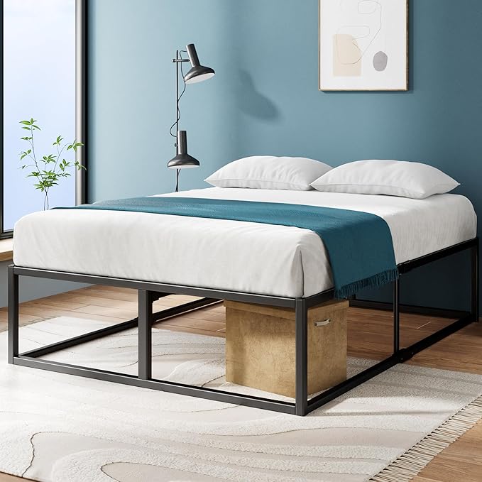 Zinus Joseph 18 Inch Platform Bed Frame, Wood Slat Support, No Box Spring Needed, Eco Friendly WonderBox(TM) Packaging, Easy Assembly, Black, King