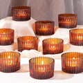 24 pcs Large Tea Light Holders, Amber Glass Candle Holders, Votive Candle Holders for Table Centerpiece Wedding Table Decor