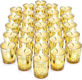 Stock Your Home Gold Votive Candle Holders Bulk Pack (36 Count), Tea Lights Candle Holder for Table Centerpiece, Christmas, Valentine, and Wedding Votive Candle Holders, Glass Votives Set