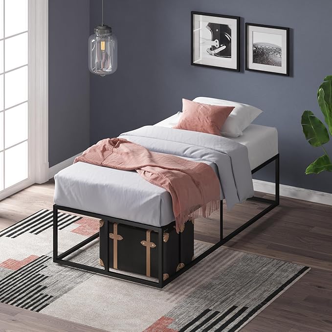 ZINUS Joseph Metal Platforma Bed Frame, Mattress Foundation, Wood Slat Support, No Box Spring Needed, Sturdy Steel Structure, Twin