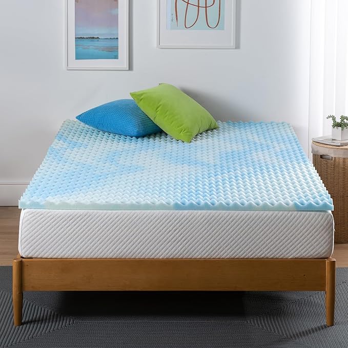 ZINUS 1.5 Inch Swirl Gel Cooling Memory Foam Mattress Topper, Smaller, More Convenient WonderBox Packaging, Cooling, Airflow Design, CertiPUR-US Certified, King