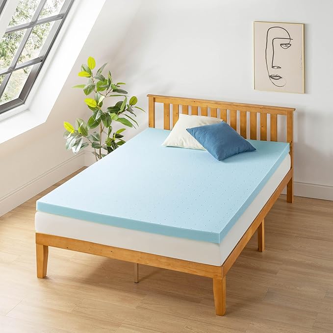 Best Price Mattress 3 Inch Ventilated Memory Foam Mattress Topper, Cooling Gel Infusion, CertiPUR-US Certified, Dorm Essentials, King