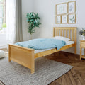 Max & Lily Twin Bed Frame with Slatted Headboard, Solid Wood Platform Bed for Kids, No Box Spring Needed, Easy Assembly, Natural