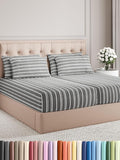 Split King 7 Piece Sheet Set - Comfy Breathable & Cooling - Soft Hotel Luxury Bedding Set w/ 8-16 Inch Deep Pockets - 1 Flat & 2 Fitted Sheet & 4 Pillowcases - Cozy and Wrinkle Free - Grey Stripes 3