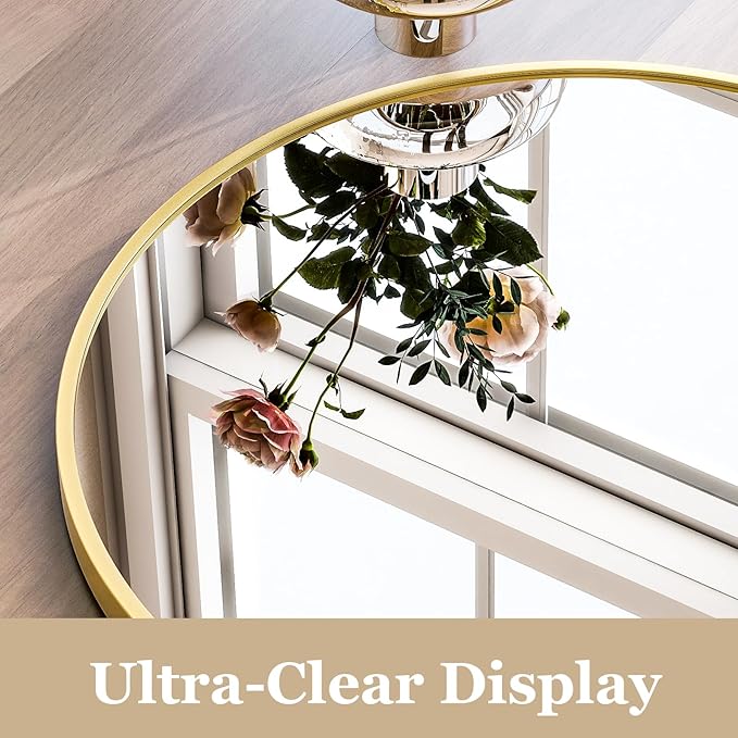 HARRITPURE Arched Wall Mirror – 30"x40" Arch Bathroom Mirror Metal Frame Vanity Mirror for Bedroom, Entryway Dresser Decor, Gold