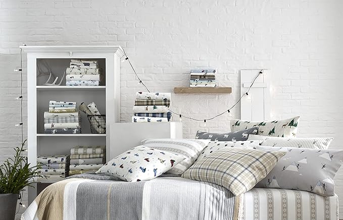 Eddie Bauer - Full Sheets, Cotton Flannel Bedding Set, Brushed For Extra Softness, Cozy Home Decor (Elk Grove, Full)