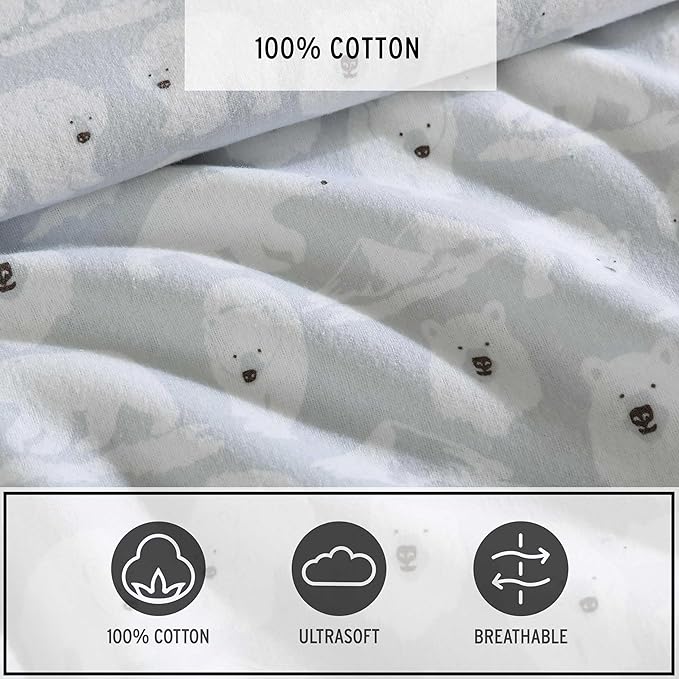 Eddie Bauer - Flannel Sheets Full Size, Anti-Pilling & Wrinkle Resistant Cotton, Touchably Soft for All-Season Comfort - Bed Sheets with Matching Pillowcases & Fitted Sheet (Explorer Bears Grey)