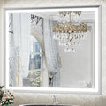 TETOTE Brushed Silver LED Bathroom Mirror with Lights 42x36 Front & Back Light Vanity Framed Mirror Baroque Anti Fog Dimmable White/Warm/Natural,CRI90+,Waterproof,Wall Mounted(Horizontal/Vertical)