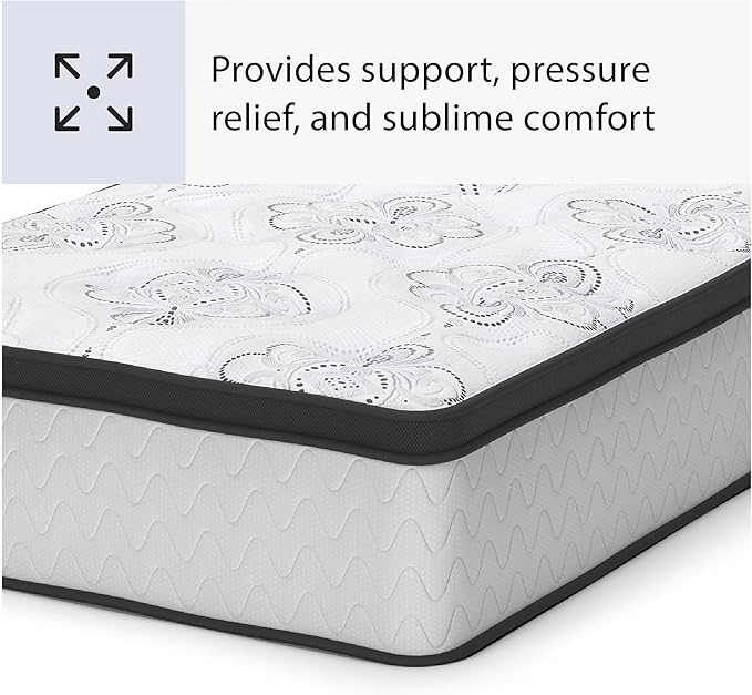 Ashley Chime Twin Mattress Hybrid 12 Inch Firm Memory Foam for Pressure Relief, Mattress In a Box with Cooling Gel, Fiberglass Free