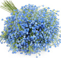 N&T NIETING Babys Breath Artificial Flowers Bulk, 10Pcs Blue Fake Gypsophila Bouquet Flowers Real Touch Faux Babies Breath Arrangement for Wedding Floral Party Home Centerpieces Vase Decoration, Blue