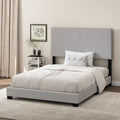 Furinno Pessac Fabric Upholstered Bed Frame with Wooden Slat Support, Full, Glacier