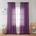 Chyhomenyc Plum Sheer Curtains 96 inches Long 2 Panels, Light Filtering Soft Airy Solid Elegant Voile Window Treatment Drapes for Bedroom Living Room Wedding Party Decor, 42 Wx96 L, 8FT L
