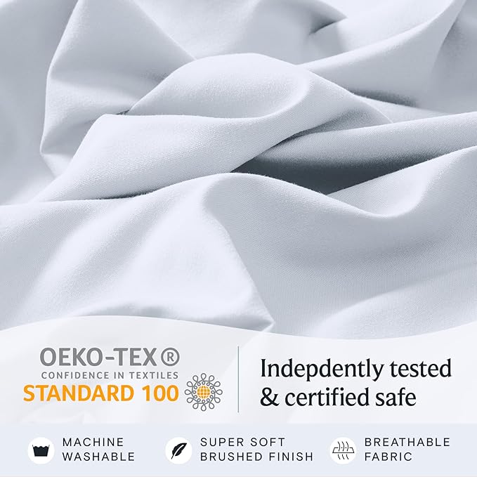 LuxClub 3 PC Sheet Set Bed Sheets Deep Pockets 16" Eco Friendly Wrinkle Free Cooling Machine Washable Hotel Bedding Silky Soft - Baby Blue Twin XL