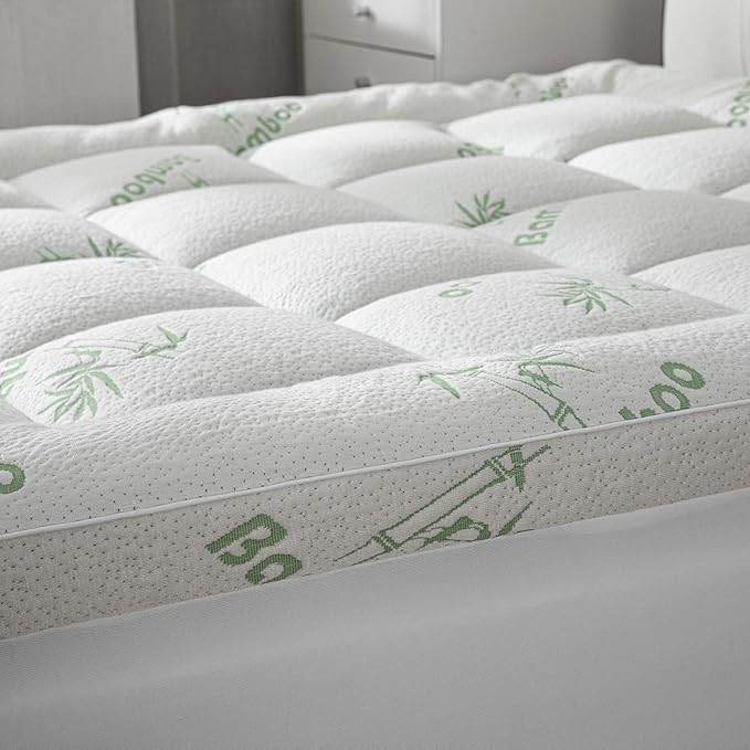 Cooling Mattress Topper - Twin XL Size | Plush Pad Mattress Topper for Back Pain Relief, 8-21" Deep Pocket | Viscose Made from Bamboo Pillow Top | Bedroom Essentials