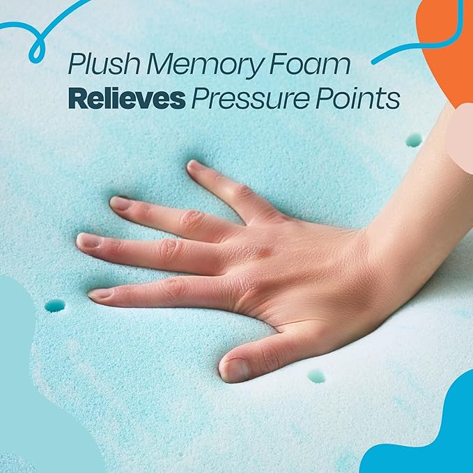 Linenspa 3 Inch Gel Swirl Memory Foam Mattress Topper – Cooling Gel Infused – Pressure Relieving Bed Topper - Mattress Pad – CertiPUR Certified - California King Size