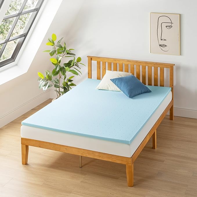 Best Price Mattress 1.5 Inch Ventilated Memory Foam Mattress Topper, Cooling Gel Infusion, CertiPUR-US Certified, Dorm Essentials, King