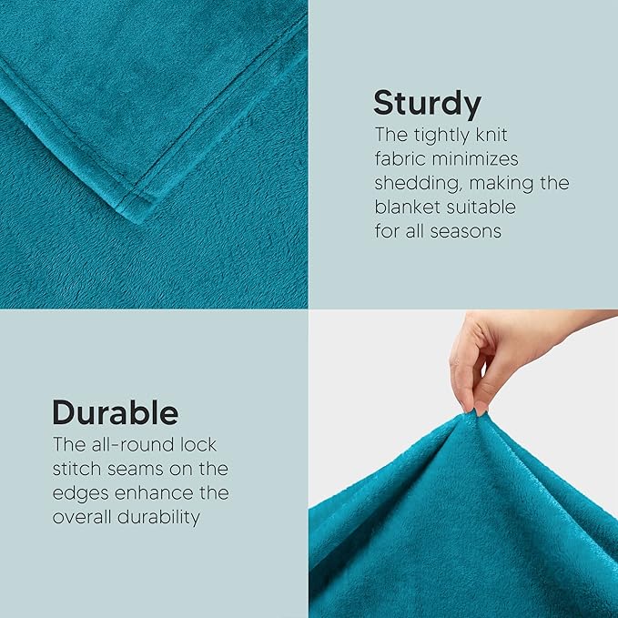 Utopia Bedding Fleece Blanket King Size Turquoise 300GSM Luxury Anti-Static Fuzzy Soft Microfiber Bed Blanket (90x102 Inch)