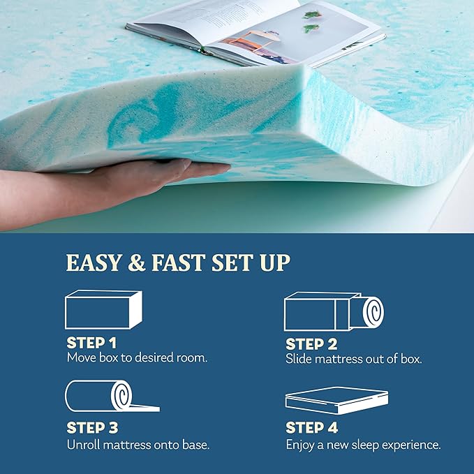EGOHOME Topper 2 Inch Full Memory Foam Mattress Topper, Gel Foam Mattress Topper for Pressure Relief, Ventilated Design Bed Topper in a Box, CertiPUR-US Certified, 54"×75", Medium