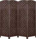 Rose Home Fashion Room Divider, 6 ft Tall Room Dividers and Folding Privacy Screens, 16in Privacy Screen 4 Panel Brown Space Temporary Wall Foldable Partition Separation