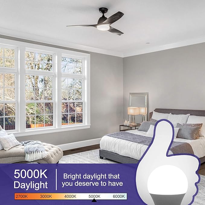 Cotanic Ceiling Fan Light Bulb 5000K Daylight A15 LED Bulb,E26 Medium Base Chandelier Light Bulb, 6W 60W Equivalent,600lm,Non-Dimmable,6 Pack