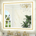 TETOTE 48x40 LED Bathroom Mirror with Lights Gold Metal Framed Front & Back Light Vanity Mirror Baroque Antifog Stepless Dimmable White/Warm/Natural,CRI90+,Waterproof,Wall Mounted(Horizontal/Vertical)