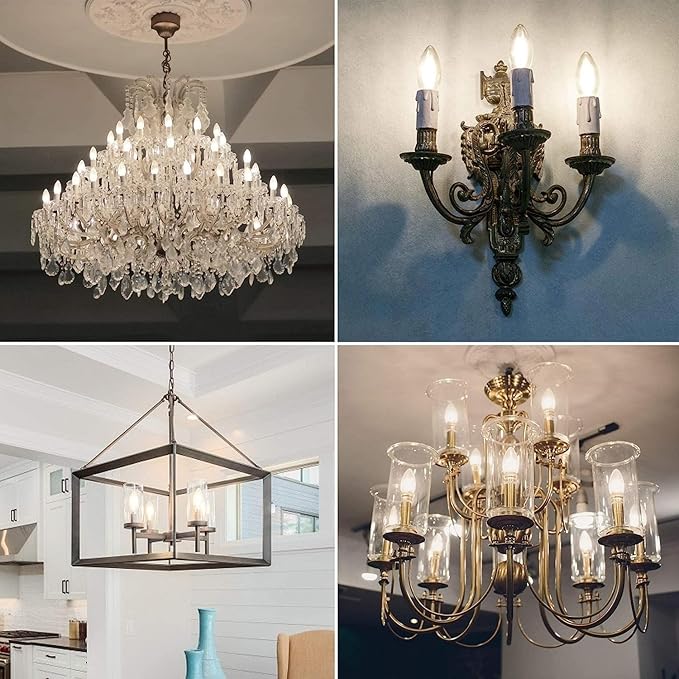 Cotanic Dimmable E12 LED Candelabra Bulb 4000K Daylight, Ceiling Fan Light Bulbs Small Base,60W Equivalent,Type B Bulb for Chandelier,Vintage B11 LED Candle Shape with Clear Glass,600LM,10 Pack