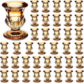 Foaincore 42 Pcs Candlestick Holders Bulk 2.5 Inch Taper Candle Holder for Table Centerpiece Thick Glass Ritual Candle Stand for Wedding Christmas Valentines Festival Party Decorations(Gold)